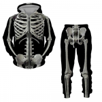 Halloween Cosplay Skeleton Splanchna 3D All Over Print T&otilde;mblukuga dressid Meeste kapuutsiga p&uuml;ksid 2 tk Komplekt T&auml;navar&otilde;ivaste kost&uuml;&uuml;mid S