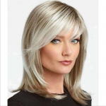 Keskmise pikkusega lainelised parukad Naiste parukas tukkidega Heleblond parukas Igap&auml;evaseks kasutamiseks peol Cosplay s&uuml;nteetilised parukad Kuumakindel kiust parukas hele