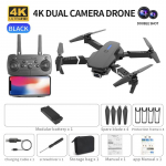 E88 Pro Drone 4k Professional HD 4k Rc lennuki kahe kaameraga lainurkpea kaugjuhtimispult Quadcopter lennuki m&auml;nguhelikopter must