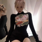 Armsad seksikad Kawaii kassimustrilised Camisetas poolk&otilde;rge kraega naiste vintage l&uuml;hikesed t-s&auml;rgid, 2000 cm &otilde;huke v&ouml;&ouml;koht. S must