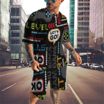 Suvised Meeste Komplektid Riided Naljakas kiri 3D Prinditud T-s&auml;rk Spordidress Hip Hop Trend Spordir&otilde;ivad 2-osaline vabaaja T-s&auml;rk + l&uuml;hikesed p&uuml;ksid r&otilde;ivad 4XL