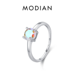 MODIAN 925 Sterling Silver Minimalistlik vikerkaar, v&auml;rvilised &uuml;mmargused tsirkooniumoksiidist s&otilde;rmused Klassikaline Wedding Statement Ehted Naistele Kingitus 5 h&otilde;be