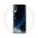 &Uuml;mbris Samsung Galaxy A50-le Sinise halli ja musta v&auml;rvi mitmev&auml;rvilised suitsupilved mustal taustal