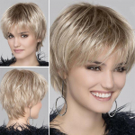 Naiste l&uuml;hikese l&otilde;ikega sirge parukapeaga blond Ombre Boycut Cosplay parukad