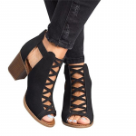 Naiste platvorm avatud varvaste pahkluu rihm lukuga taga k&otilde;rge kontsaga sandaalid 39 must