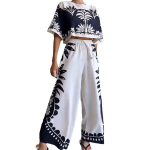 Vintage tr&uuml;kitud naiste topp ja p&uuml;ksid, &uuml;likond O kaelus, poolvarrukatega lahtised T-s&auml;rgip&uuml;ksid, 2tk, komplekt elastne v&ouml;&ouml;koht &scaron;ikk puhkuseriietus XS valge