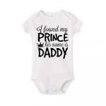 Ma leidsin oma printsi, tema nimi on isa, naljakas beebi kombinesoon vasts&uuml;ndinud l&uuml;hikeste varrukatega bodi 3M valge