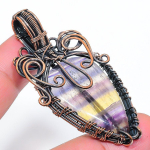 Natural Fluorite Gemstone Handmade Copper Wire Wrap Gift Pendant 2.44 t5p59