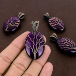 Natural Purple Labradorite Gemstone Copper Wire Wrap Gift Pendant 2.17 h6u25