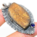 Natural Psilomelane Dendritic,Topaz Stone 925 Sterling Silver Pendant 2.36 d4j01