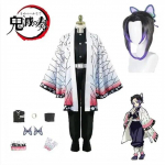 Anime Demon Slayer Kimetsu Geen Yaiba Kochou Shinobu Cosplay Kostuum Pruik komplekt Kimono vormiriietus Halloween Anime Kostuums Voor Kid L
