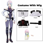 M&auml;ng K&uuml;berpunk Lucy kost&uuml;&uuml;m Cosplay Anime Edgerunners Seksikad naiste bodid Jumpsuit Lucy parukas Rollim&auml;ng &Uuml;htne Halloweeni riided L-(Full set+wig)