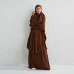 Moslemikomplektid, kaheosalised palveriided, pikkade kapuutsidega, varrukatega s&auml;rgid, hijab, suured seelikud, elastse v&ouml;&ouml;kohaga naiste abaya komplektid One Size kohv