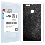 apgo Protective Skin Sticker for the back compatible with Huawei P9, Wrap Film, Foil, Vinyl - Pattern Black Leather