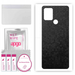 apgo Protective Skin Sticker for the back compatible with Tecno Pova, Wrap Film, Foil, Vinyl - Pattern Black Honeycomb