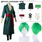 Roronoas Cosplay kost&uuml;&uuml;m Anime Kimono Robe Zoro Cloak Uniform Halloweeni riided k&otilde;rvar&otilde;ngastega Comic Coni jaoks L-(Costume+Wig)