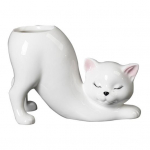 Keraamiline kassipoja lillepott mahlane istutuspott drenaažiavaga Unikaalse disainiga minimalistlikus stiilis looma-bonsai hoidja lillekonteiner valge