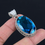 Sinine topaas v&auml;&auml;riskivi ripats massiivne 925 sterlingh&otilde;be ripats ehted kingitus unisexile