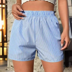 Naiste Y2K Stripes Bokserp&uuml;ksid Vabaaja pidžaamap&uuml;ksid Elastne riba Lahtine Lounge Sleep Shorts Ujumisrannap&uuml;ksid 5XL sinine