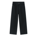 80% Puuvill Meeste &Uuml;lem&otilde;&otilde;dulised L&otilde;dvad Y2K Vintage Denim Laiad P&uuml;ksid P&uuml;ksid Harajuku Vabaaja L&otilde;dvad teksap&uuml;ksid Mehed Streetwear Korea R&otilde;ivad Naised S must