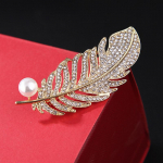 Crystal Feather Lehekujuline Pross Pearl Pin M&auml;rgikott Decor Pulmaehted 1