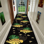 Kuldse lillemustriga fuajee pikk vaibavaip trepikoja jaoks, koridoris, magamistoas, koridoris, koridoris, pulmas, libisemisvastane matt 80x400cm
