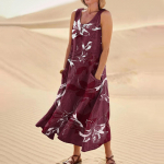 Naiste suvekleit vabaaja pikkade printidega rannapuhkuse kleidid L must