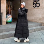 Parka Coat Extra Maxi pikk talve sulemantel naiste kapuutsiga suur pluss suurus naiste naiste tuulejope mantel V&auml;lisriided riided tepitud XXL must