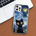 Anime Cute Black Cat Meow telefoni&uuml;mbris Apple iPhone 11 12 13 15 14 Pro 7 XR X XS Max 8 Plus + Mini SE kohandatud Print Soft Co jaoks iPhone 7 Plus(8Plus