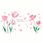 Roosa tulbi seinakleebis magamistoa, elutoa, televiisori tausta ja seina sissep&auml;&auml;su, poe kaunistuseks, isekleepuv vin&uuml;&uuml;l 60x90cm roosa