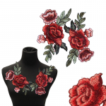 2 tk / komplekt roosilillede plaaster Lilledega tikitud aplikatsiooniplaastrid &otilde;mmelda isetegemiseks 21*11.5cm punane