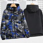 7XL Vabaaja jope meeste pluss rasv pluss suuruses kapuutsiga trend kamuflaaž kahepoolne kantav meeste kevad-s&uuml;gis t&ouml;&ouml;jakk 6XL sinine