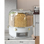 360 kraadi p&ouml;&ouml;rlev riisi jaotur, suletud kuiva teravilja &auml;mbriga dosaator niiskuskindel k&ouml;&ouml;gitoidu konteineri hoiukarp