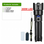 2000000 luumenit suure v&otilde;imsusega taskulamp 300 W LED-v&auml;lklamp Laetav taskulamp 26650 zoom k&auml;silamp veekindel v&auml;livalgusti matkalatern Kit A must