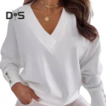 Naiste topid V-kaelusega pikkade varrukatega metallist n&ouml;&ouml;pidega k&auml;tised kudumistopid &uuml;hev&auml;rvilised pendeldamisstiilis lahtised kudumid L sinine