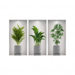 3 tk/komplekti seinakleebised Loomingulised eemaldatavad atraktiivsed, kergesti kleebitavad isekleepuvad dekoratiivsed PVC rohelised taimed potiseinakleebised Kodukaunistus B