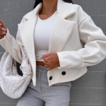 GMXIA S&uuml;gis Talv Mood K&otilde;igega sobiv &Uuml;likonnakrae &Uuml;hev&auml;rviline L&uuml;hike Villane V&auml;ike Mantel Naiste Jakid ja Mantlid S valge