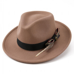 Villane meeste m&uuml;ts, moodne ja k&otilde;rgekvaliteediline, sulgjas virsiku s&uuml;damega pidulik m&uuml;ts naistele, kvaliteetne ratsuk&uuml;bar One Size helepruun v&auml;rv