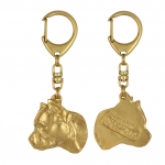 American Staffordshire Terrier, Amstaff II - Gilded key ring with dog in gift box, handbag decoration, luxury accessory by Art-Dog brand