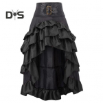 Naiste seelik k&otilde;rge v&ouml;&ouml;kohaga, ebaregulaarne volangidega, v&auml;rvide sobivus Retro hajutatud keskaegses kuninglikus stiilis daami maxi seeliku esinemiskost&uuml;&uuml;m L must