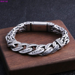 100 % S925 h&otilde;bedast k&auml;ev&otilde;rud budism, kuue t&auml;hem&auml;rgiga t&otilde;de, lame Tai h&otilde;bedane k&auml;ekett, puhas Argentum, meeste k&auml;ev&otilde;ru 18cm