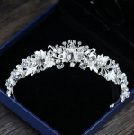 Vintage keraamika kivist p&auml;rlilillega pruudikroonid tiaara peapaelad kristalldiadeemkrooniga pulmajuukse aksessuaarid