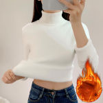 Talvine kilpkaelusega sviiter naiste kootud pullover &otilde;hukesed topid Elegantne paksu sametvoodriga soe kampsun kampsun trikotaaž kampsun XXXL valge