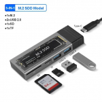 5-&uuml;hes USB C jaotur M2 NVMe SATA SSD &uuml;mbris NGFF SSD korpus HDD kast SD TF kaardilugeja t&uuml;&uuml;p C dokijaam USB C splitter