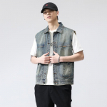 Retro Vest Vest Vest Meeste Kevad Uus Korea Versioon Vabaaja Mitmek&uuml;lgne Varrukateta Denim Jakk M