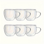 6 tk, klaasist kohvikruusid, kuumakindlad kahe seinaga espresso kohvitassid, soojusisolatsiooniga veetassid, suvised ja talvised joogin&otilde;ud, s&uuml;nnip&auml;evakingitused 6pcs