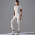 Aurothi l&uuml;hikeste varrukatega jooga&uuml;likond naiste fitness-spordiriided Slim Crop Top puusa t&otilde;stvad s&auml;&auml;rised joogakomplekt S hall/h&otilde;be