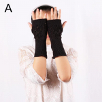 Talvised soojad kootud s&otilde;rmedeta kindad naiste k&auml;tesoojendaja veniv pools&otilde;rme kinnas Heegeldatud kudumine villased labakindad One Size