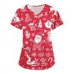 Naiste moe j&otilde;ulutr&uuml;kiga l&uuml;hikeste varrukatega V-kaelusega v&auml;ike t&ouml;&ouml; T-s&auml;rk S