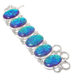 Purple Triplet Opal Gemstone Handmade 925 Sterling Silver Bracelet 7-8 d9n38